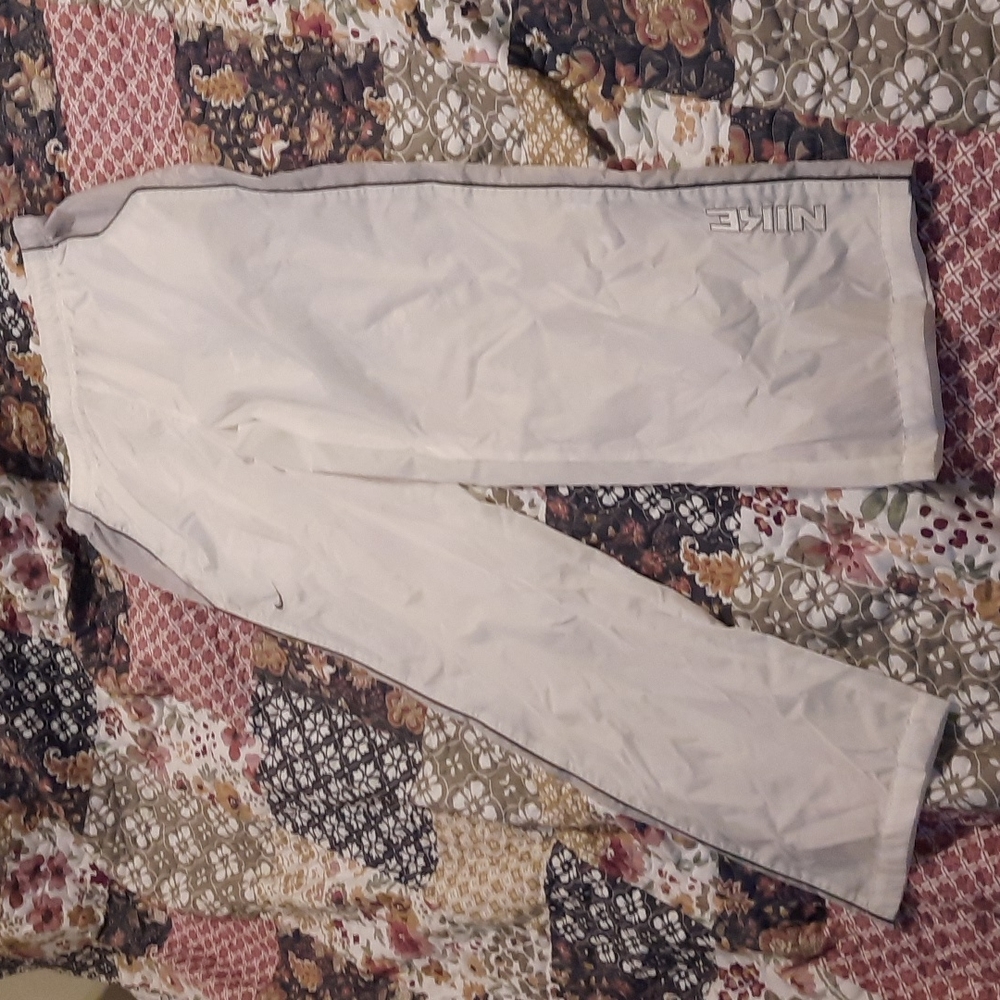 White and Gray Nike nylon sweatpants size L